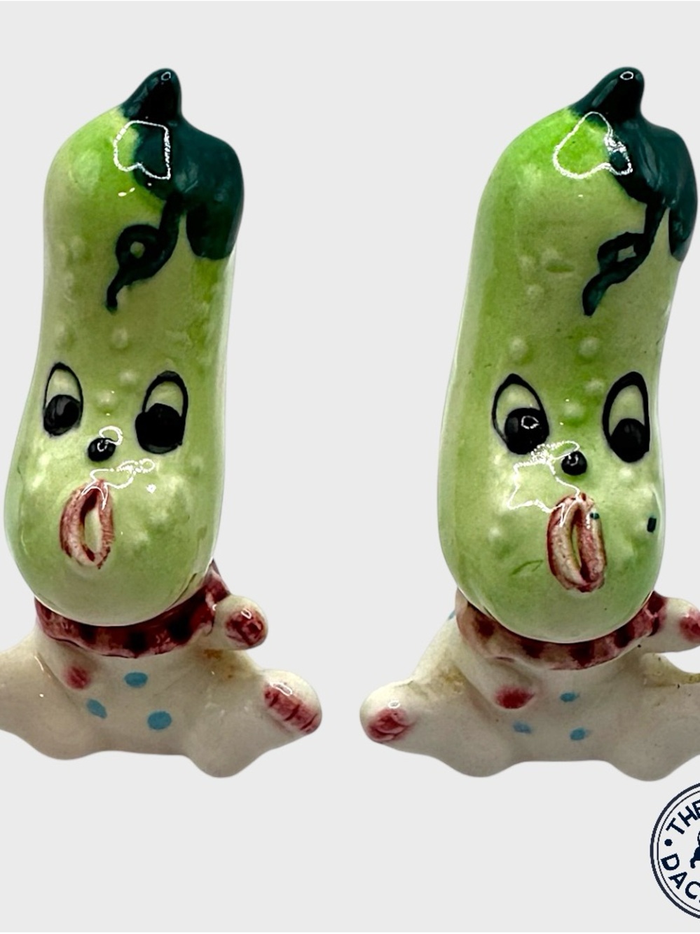 Vintage Ceramic Green Zucchini Shakers